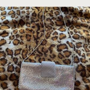 Silver Clutch with Shimmery Finish and Chain Strap